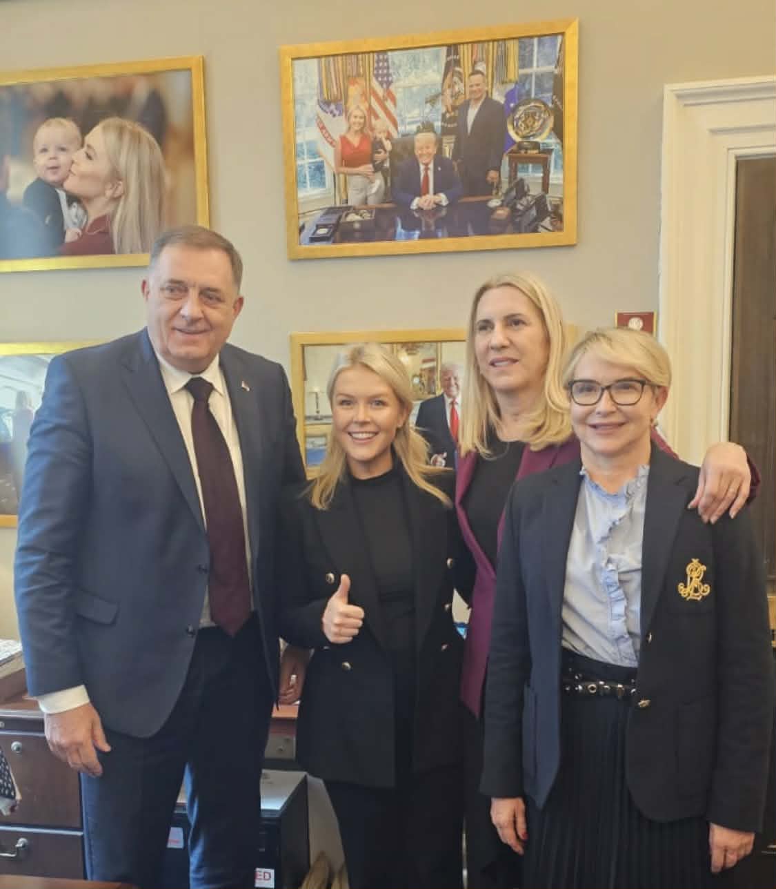 Dodik, Cvijanović i Trišić Babić u Bijeloj kući sa portparolom predsjednika Trampa